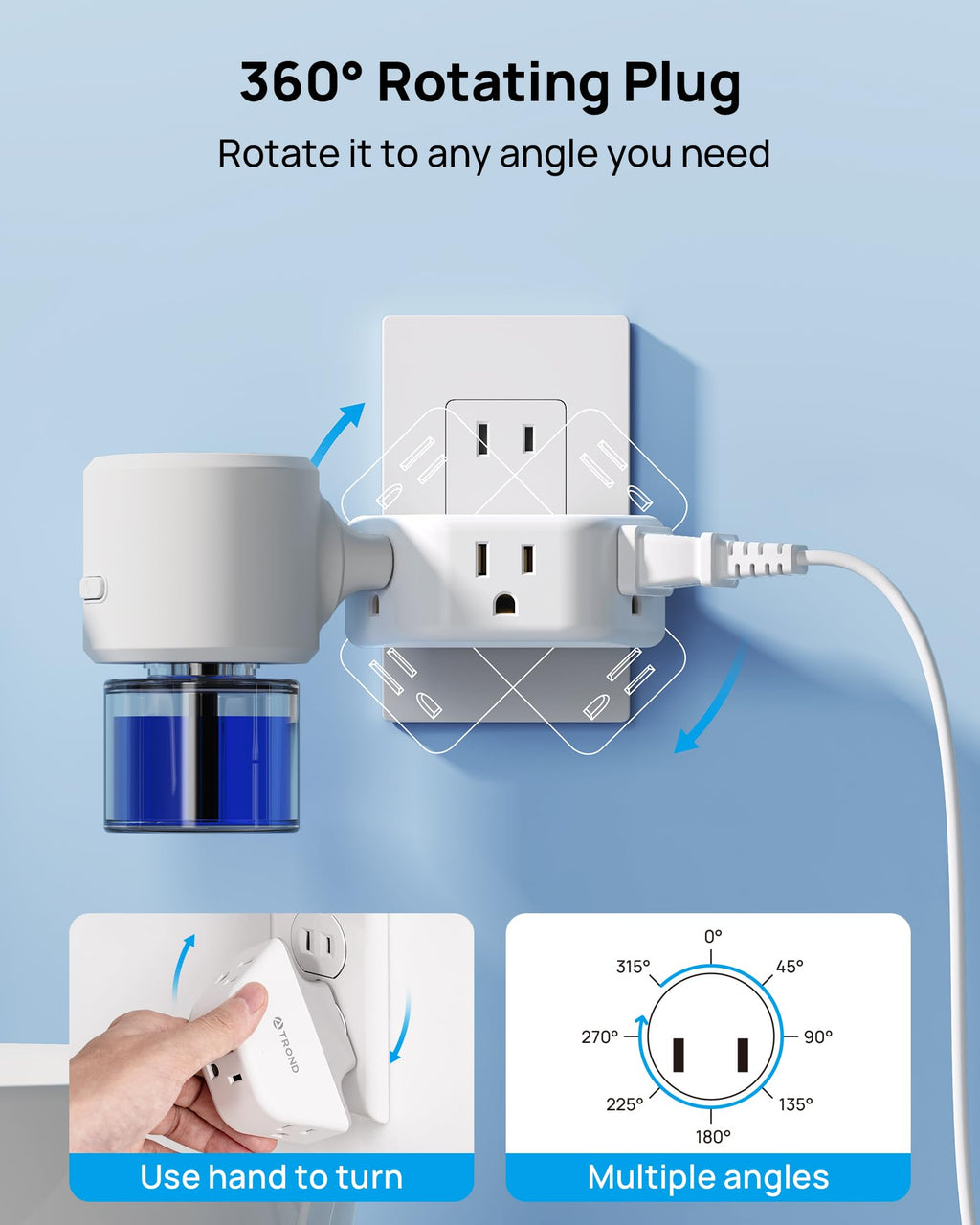 TROND Multi Plug Outlet Extender 2 Pack, Outlet Splitter for Bathroom