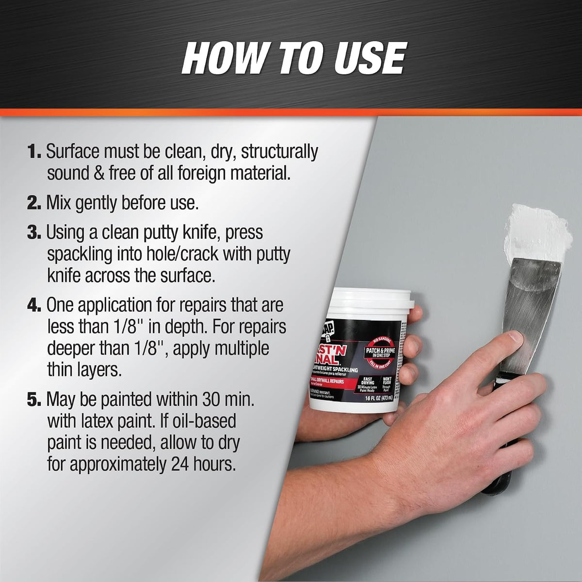 DAP Fast 'N Final Lightweight Spackling, White, 8 Oz (7079812140)