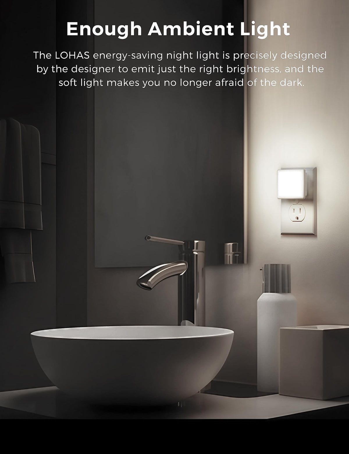 L LOHAS LED Night Lights Plug into Wall 2-Pack, 0.3W Plug in Night Light