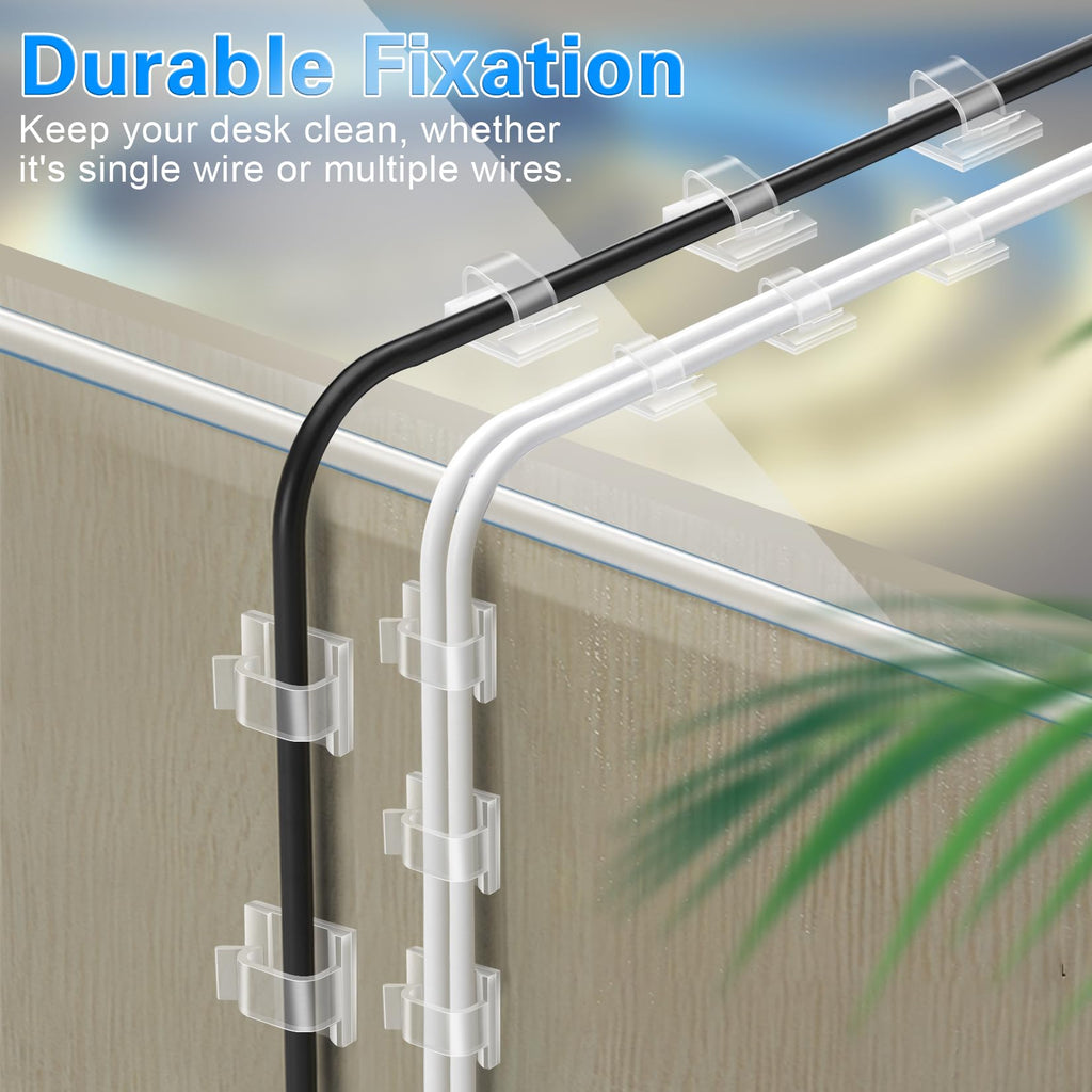 XHF 60PCS 5/8” Clear Adhesive Cable Wire Wall Light Clips, Cord Holder