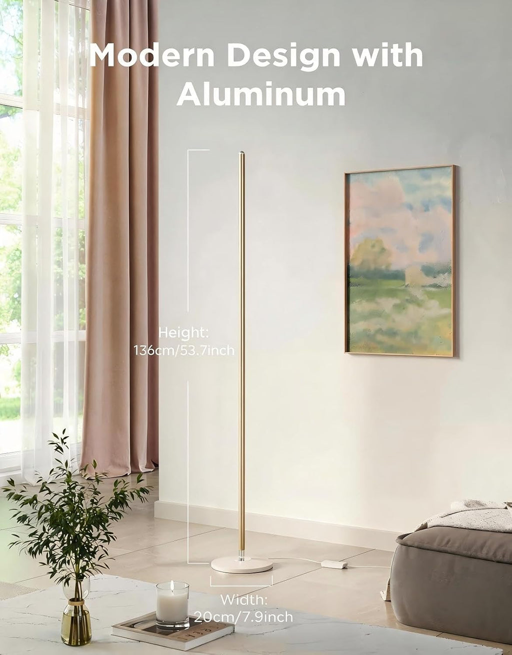 Govee RGBIC Floor Lamp Basic, 1000lm LED Corner Lamp, Champagne