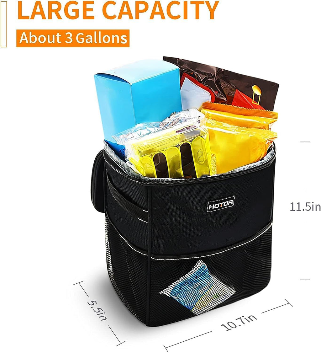 HOTOR Car Trash Can, Leakproof Car Organizer, 2-Gallon, Brown
