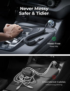 for iPhone 18/17 Pro Max Car Charger USB C Fast Charge with Coiled Cable