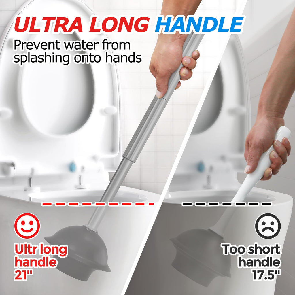 FORASTO 2in1 Toilet Brush & Plunger Set, Bathroom Essentials for Apartment