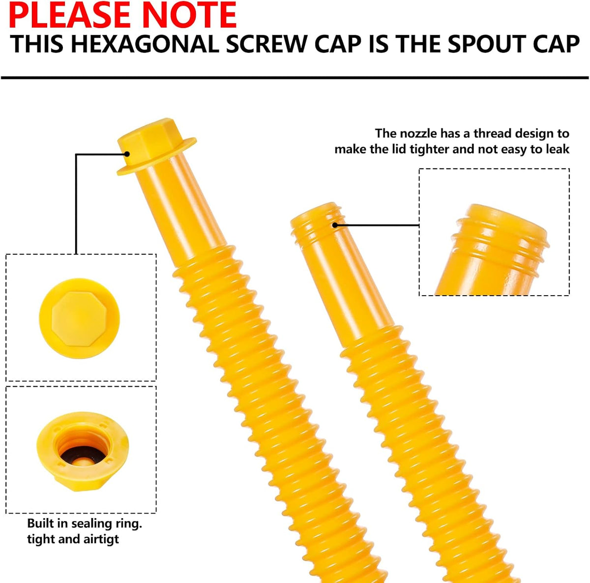 Gas Can Spout Replacement Kit, Gas Can Nozzle Replacement (2 Kits-Yellow)