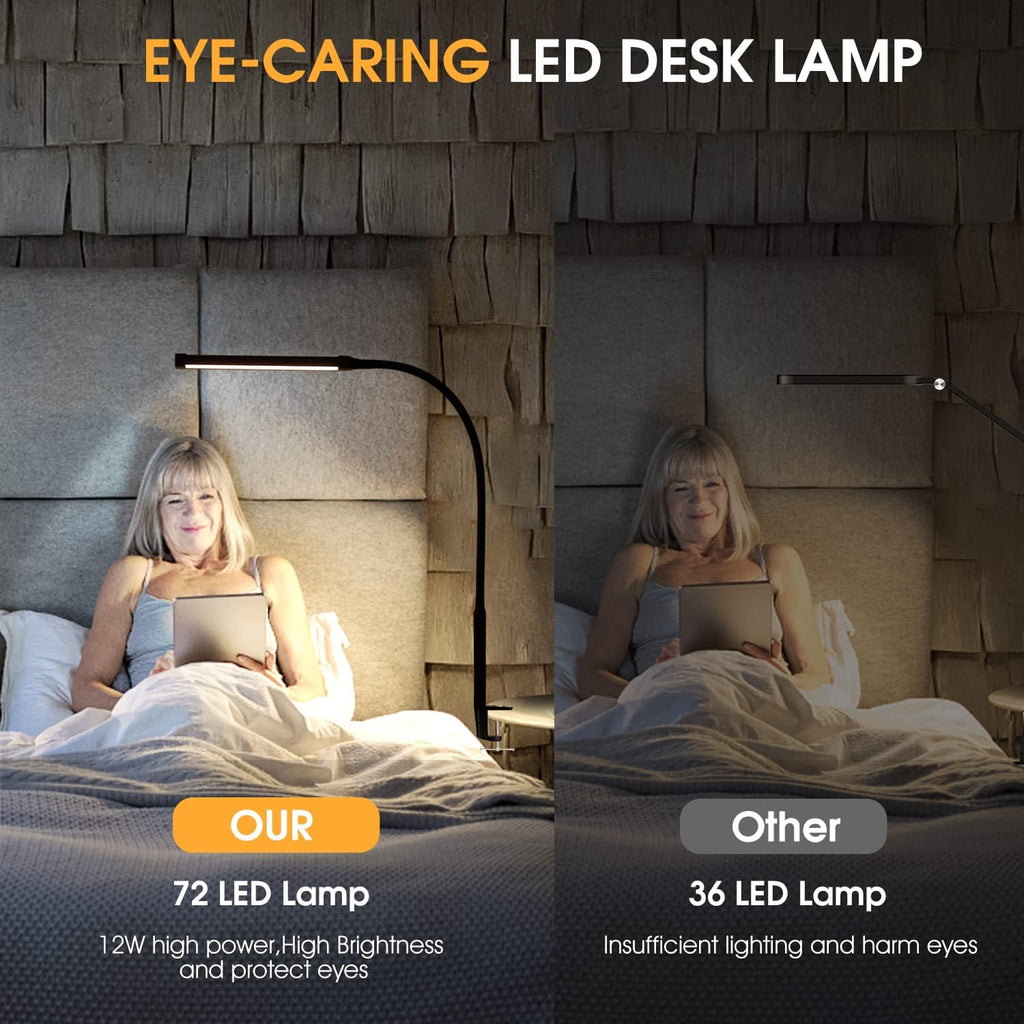 Voncerus LED Desk Lamp with Clamp, Clip on Lights for Home Office, White