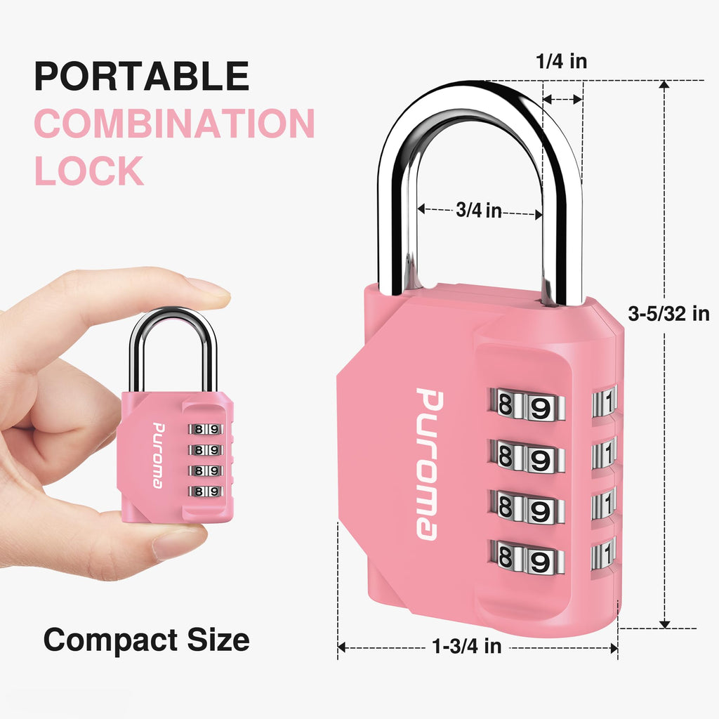 Puroma 2 Pack Combination Lock Locker 4 Digits Combo Padlock Gym Black