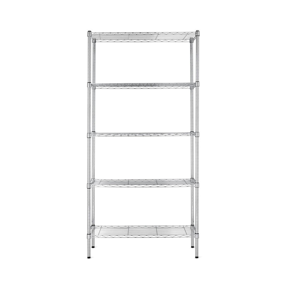 Amazon Basics 5-Shelf Tower Adjustable Storage Shelving Unit, Chrome, 16" x 16" x 54", 150 lbs Per Shelf
