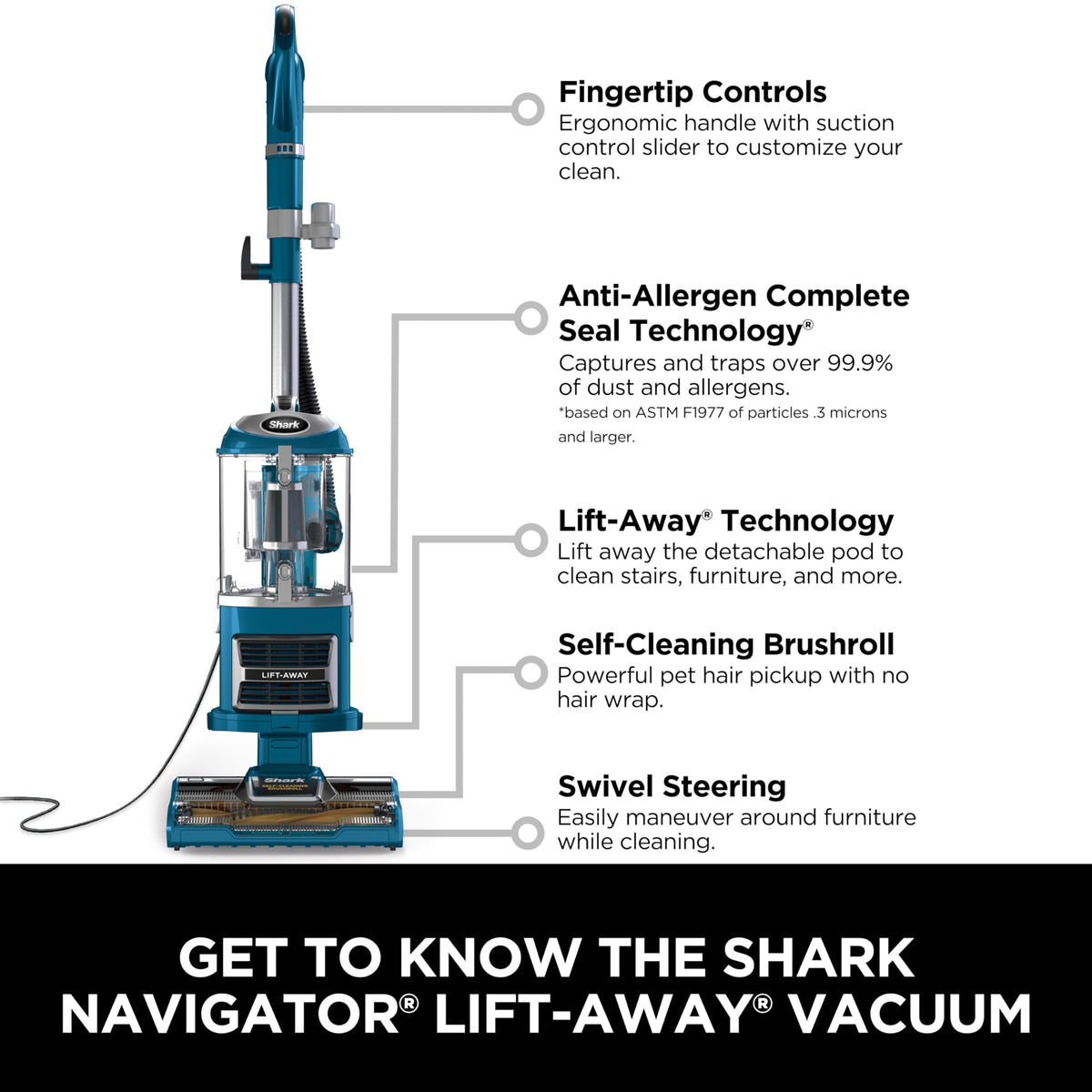 Shark Navigator Lift-Away Vacuum, HEPA, Carpet and Pet Hair, Blue, NV360