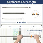 ENJOYBASICS 1" Black Shower Curtain Rod, 30-52" Adjustable, Secure Tension