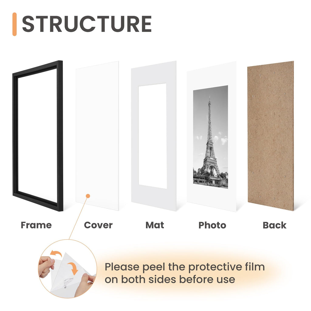 upsimples 8x10 Picture Frames, Gallery Wall Frames Set of 5, Black