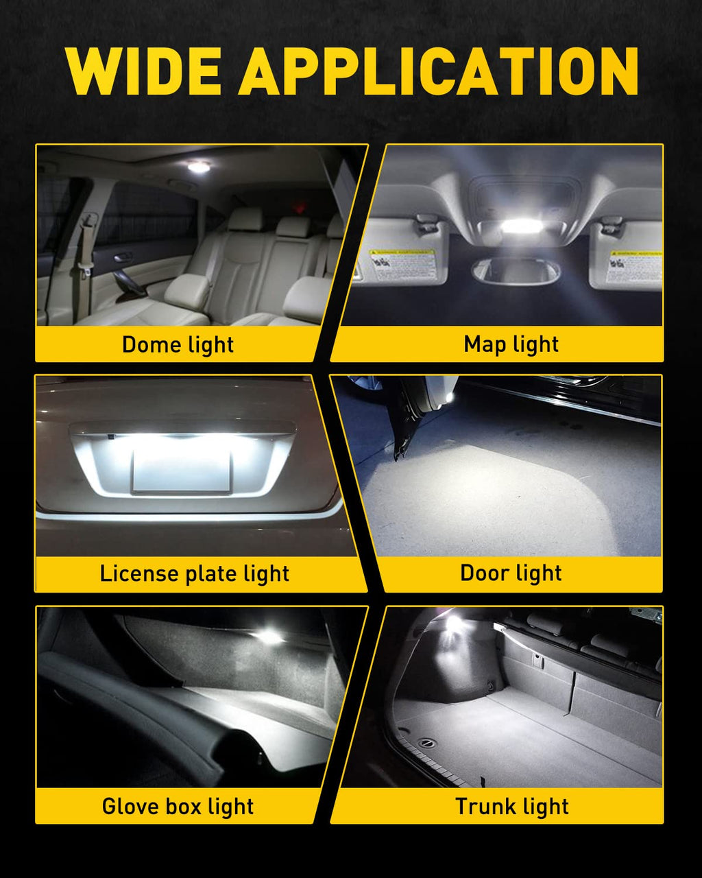 AUXITO 194 LED Bulbs for License Plate Light 168 175 2825 W5W T10 24-SMD 3014 Chipsets 6000K White for Car Dome Door Map Dash Courtesy Cargo License Plate Lights, Pack of 2