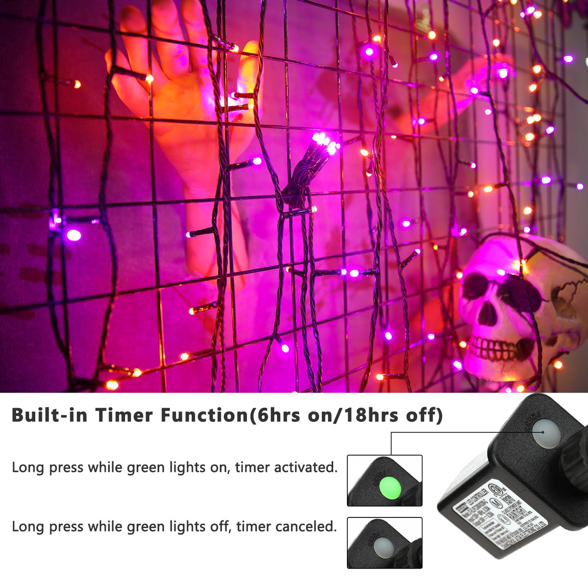 Brizled LED Halloween Lights Indoor Outdoor Orange & Purple String Light