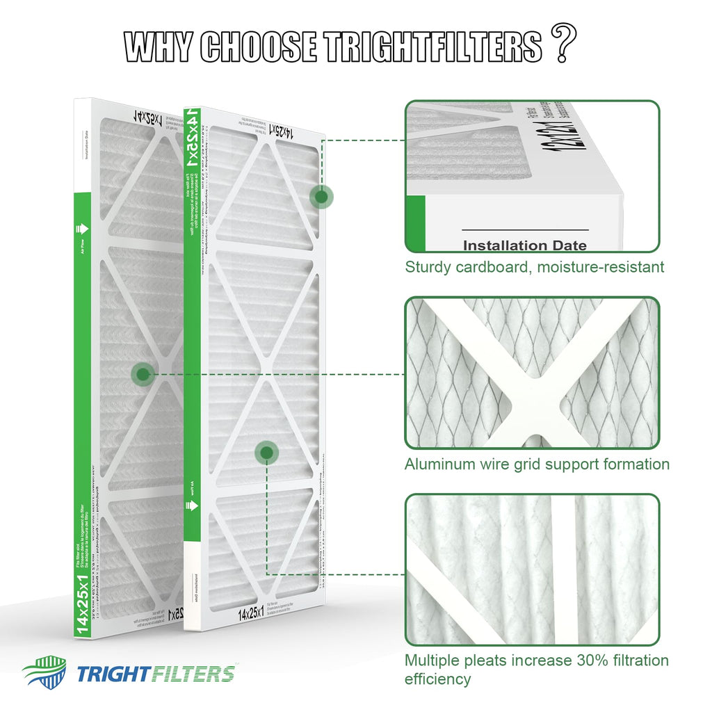 TRIGHTFILTERS 14x20x1 Air Filter 4 Pack, MERV 8 Filter Replacement