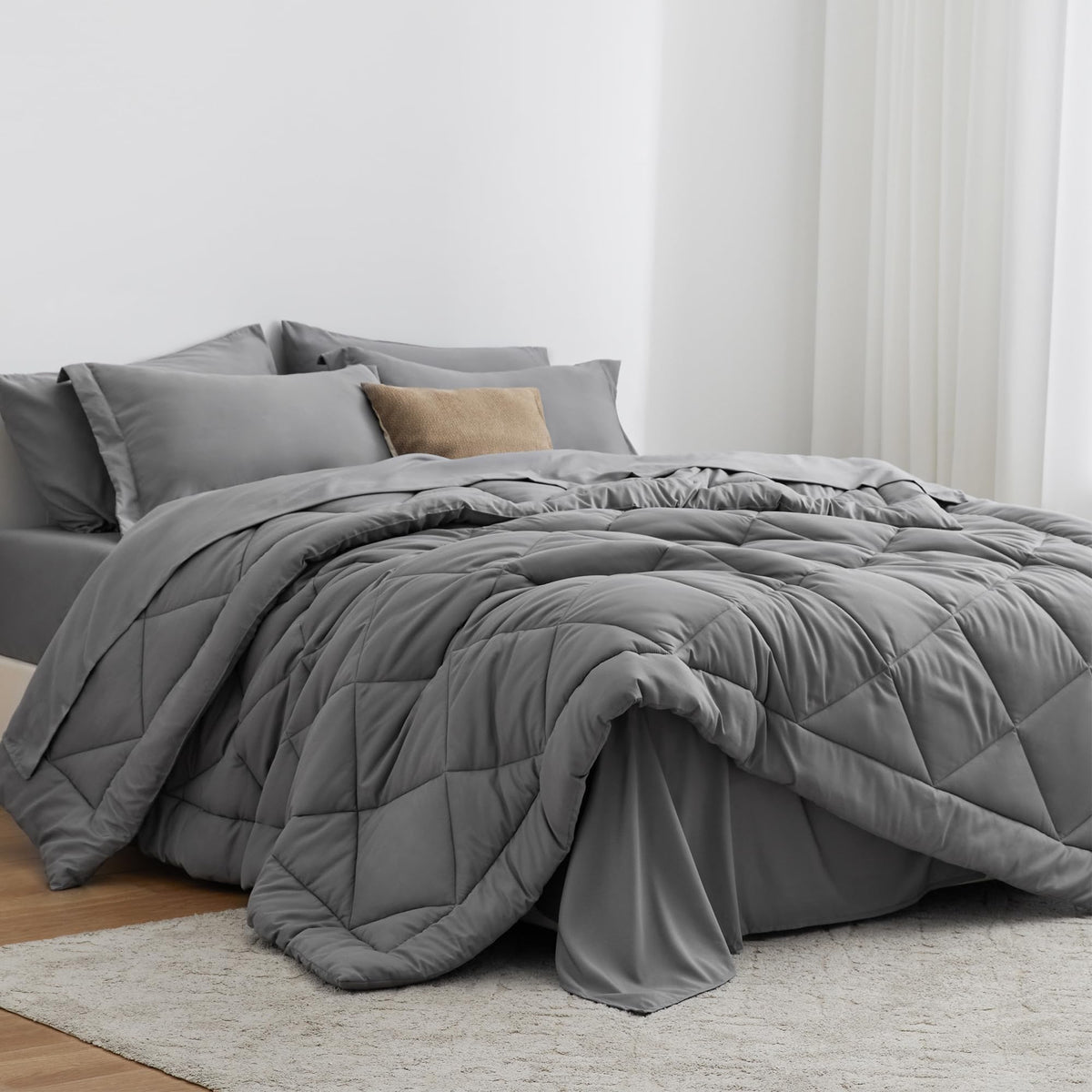 Love's cabin Twin Comforter Set, 5 Pieces Bed in a Bag, Aqua