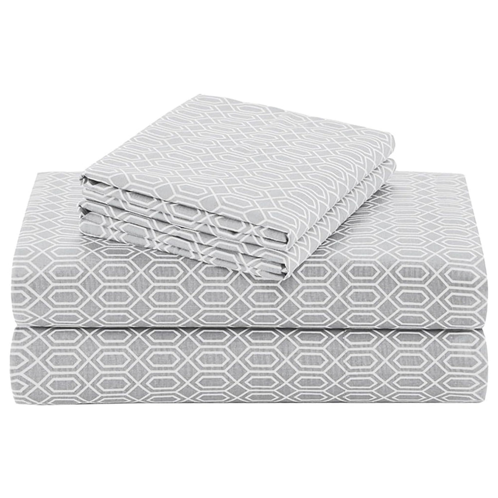 Comfort Spaces 100% Cotton Percale Sheets Twin XL Size 3 Pc, Diamond Sliver