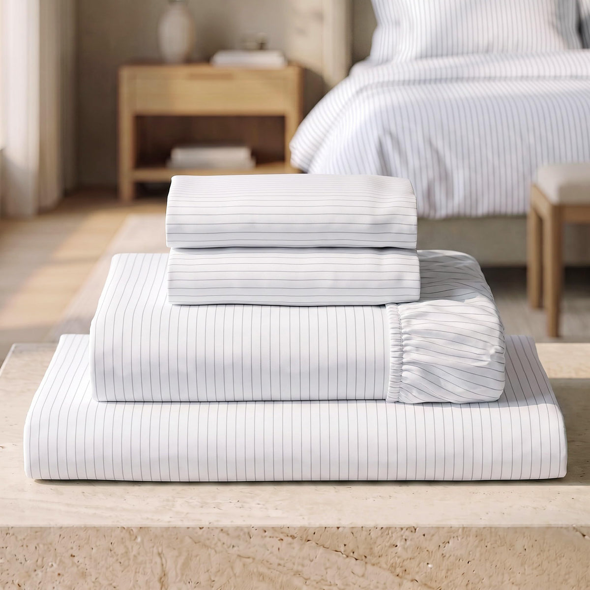 Mellanni Iconic 4-Piece Bed Sheet Set, 16" Deep Pocket (Queen, White)
