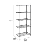 Amazon Basics 5-Shelf Tower Adjustable Storage Shelving Unit, Chrome, 16" x 16" x 54", 150 lbs Per Shelf