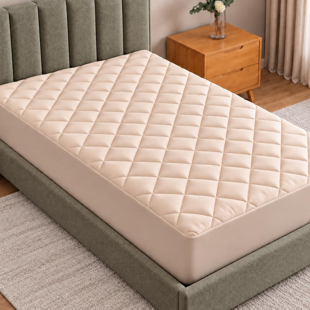 Twin Mattress Pad, Quilted Mattress Protector Topper fits 16" Deep Pocket