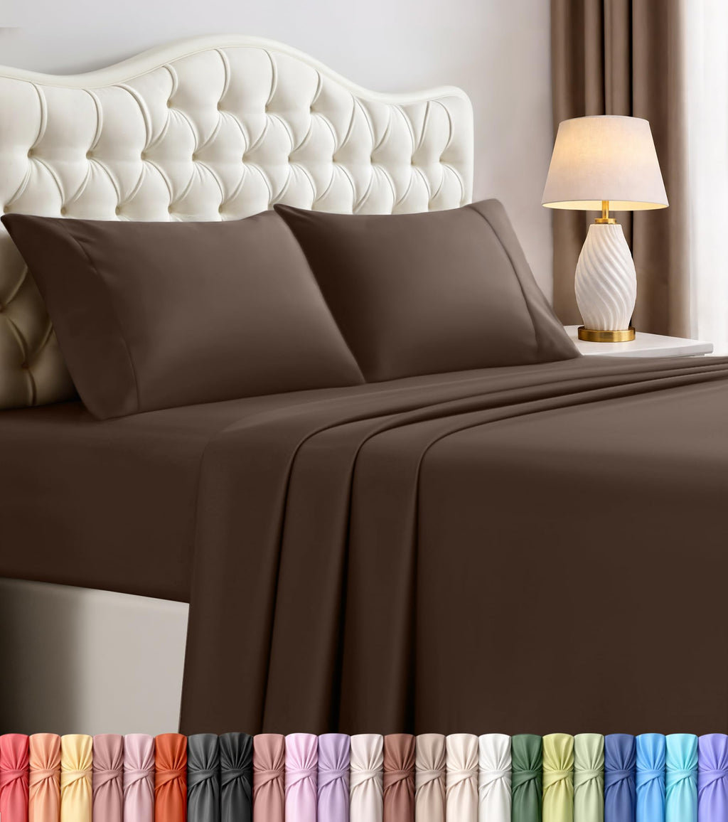 Queen Sheet Set, 4 Pieces 16" Deep Pocket Hotel Luxury Sheets, Heather Sage