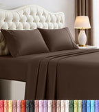 Queen Sheet Set, 4 Pieces 16" Deep Pocket Hotel Luxury Sheets, Heather Sage