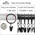 40 Pack Metal Curtain Rings with Clips, 1.5 in ID, Gold