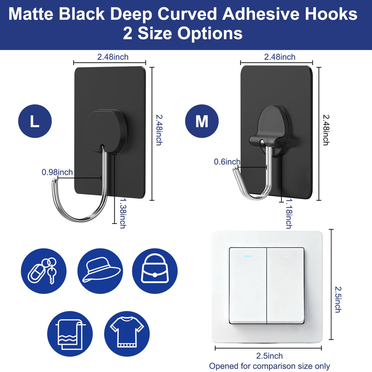 Adhesive Wall Hooks No Drill Clear Heavy Duty, 13LB Sticky 12 Pack