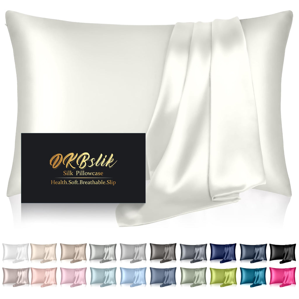 DKBslik Mulberry Silk Pillow Cases Queen Size with Zipper, Olive Green