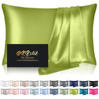 DKBslik Mulberry Silk Pillow Cases Queen Size with Zipper, Olive Green