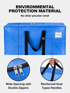 HOMESURE Supports 200lbs Heavy Duty Moving Bags - Strong Zipper & Wrap-Around Handles - Water-Resistant Storage Totes, Durable Alternative to Moving Boxes - 4 Pack - Semi-Transparent