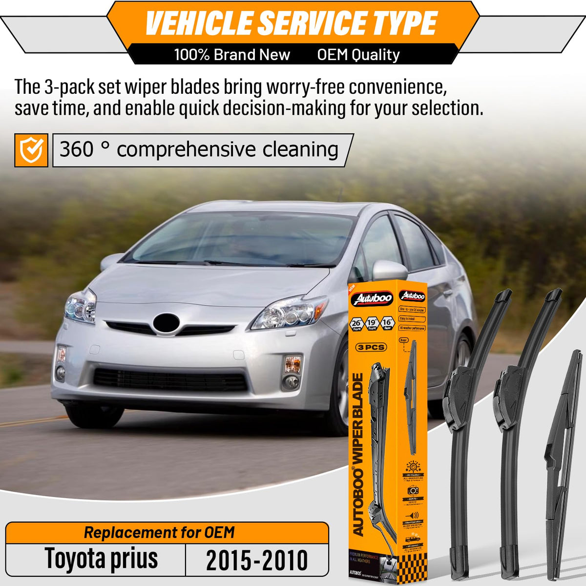 AUTOBOO Windshield Wiper Blade Replacement for Toyota RAV4 Mazda 5