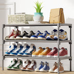 Kitsure Shoe Rack - Non-Woven Shoe Rack Shelf, Shoe Organizer for Closet, Entryway, Garage & Corridor, Stackable Shoe Shelves, 27.5" Wide - 2 Tier, Black