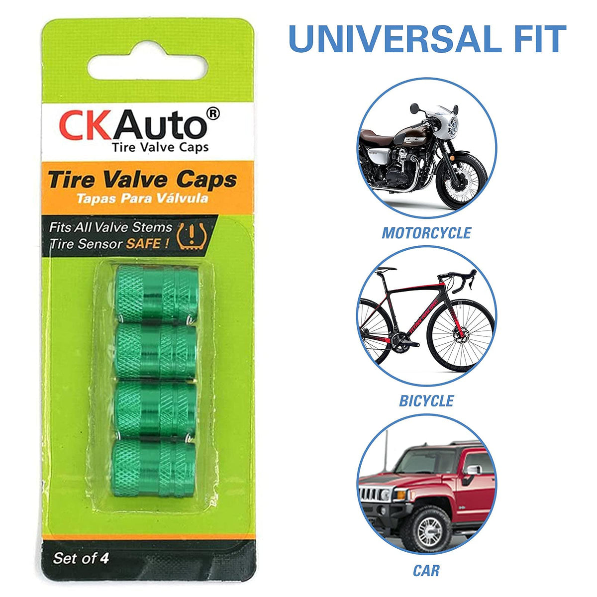 CKAuto Tire Valve Stem Caps, Aluminum Black, 4 pcs/Pack