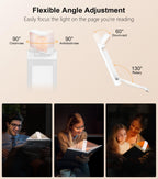 Gritin Book Light Rechargeable, Clip on LED Reading Light for Books in Bed
