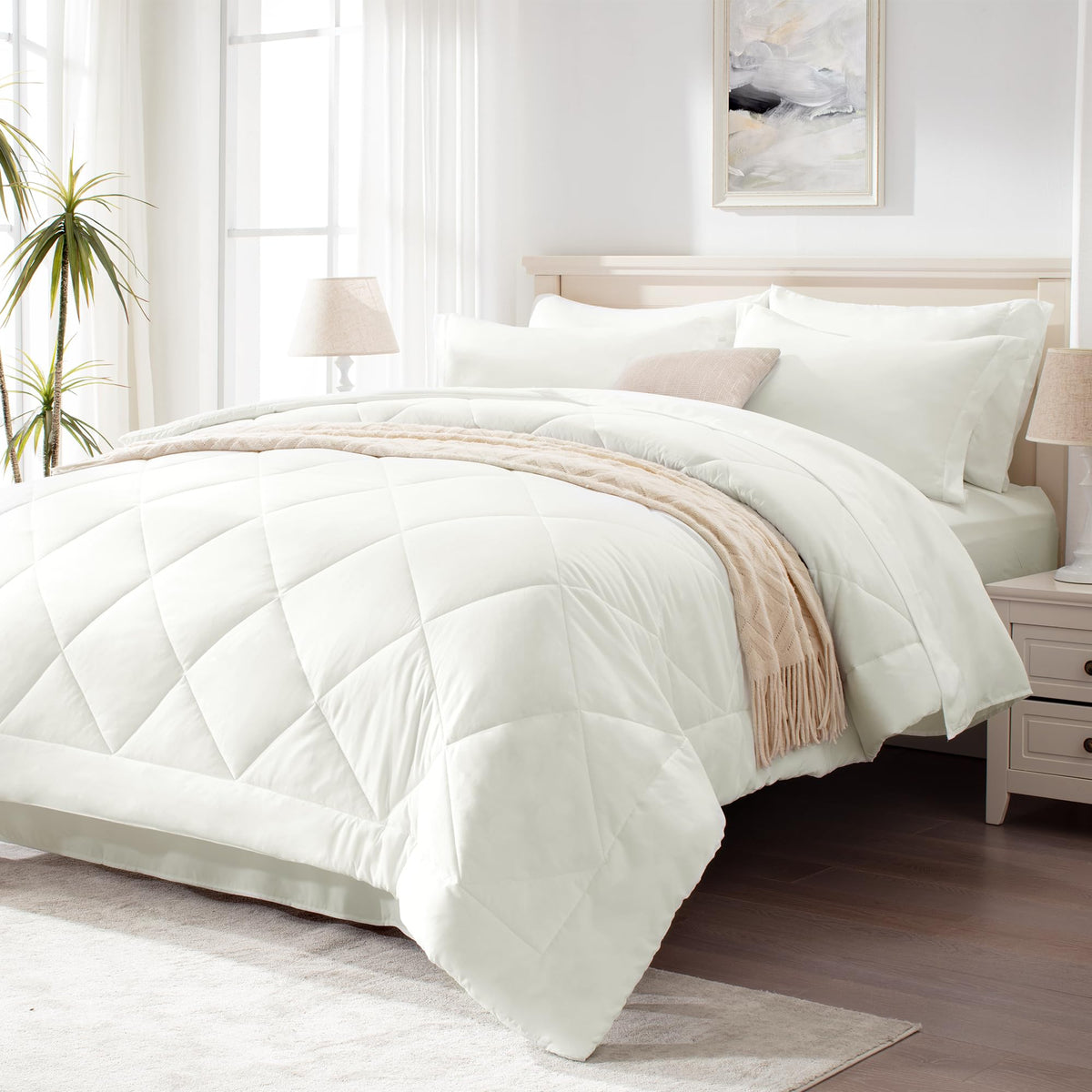 Love's cabin Twin Comforter Set, 5 Pieces Bed in a Bag, Aqua