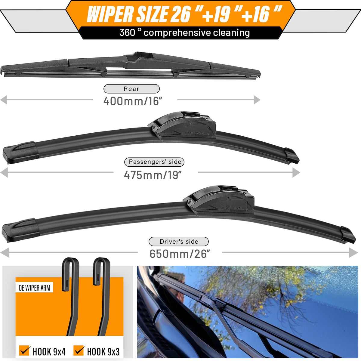 AUTOBOO Windshield Wiper Blade Replacement for Toyota RAV4 Mazda 5