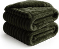 BEDELITE Ribbed Full Size Blanket for Bed, Olive Green, 84"x90"