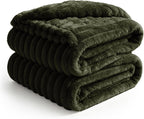 BEDELITE Ribbed Full Size Blanket for Bed, Olive Green, 84"x90"