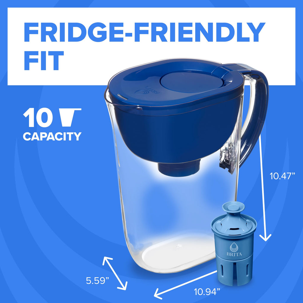 Brita Large 10-Cup Elite Water Filter Pitcher, WQA NSF/ANSI Certified, Reduces 99% of Lead, Microplastics, & 30 Contaminants, BPA-Free, Removes Chlorine Taste & Odor, 1 Filter Included, White