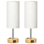 Fenmzee Bedside Table Lamp for Bedroom - Dimmable Touch, USB A+C, AC Outlet