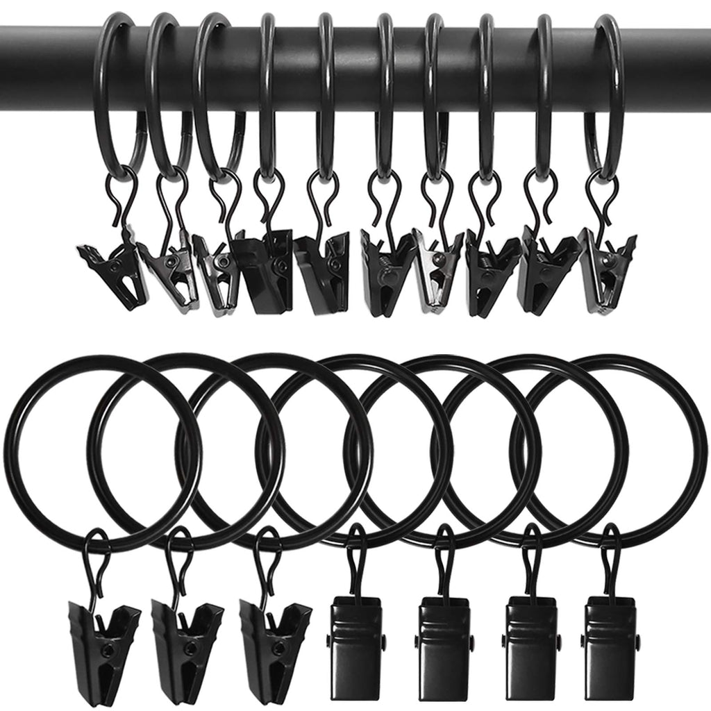 40 Pack Metal Curtain Rings with Clips, 1.5 in ID, Gold