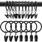 40 Pack Metal Curtain Rings with Clips, 1.5 in ID, Gold
