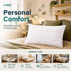 Nuzzle Neck Pillow Adjustable Standard Size Set of 2,Soft Luxury Hotel Feel