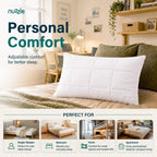 Nuzzle Neck Pillow Adjustable Standard Size Set of 2,Soft Luxury Hotel Feel