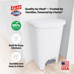 Glad Trash Can with Clorox Odor Protection | Plastic Bin, 13 Gal, Black