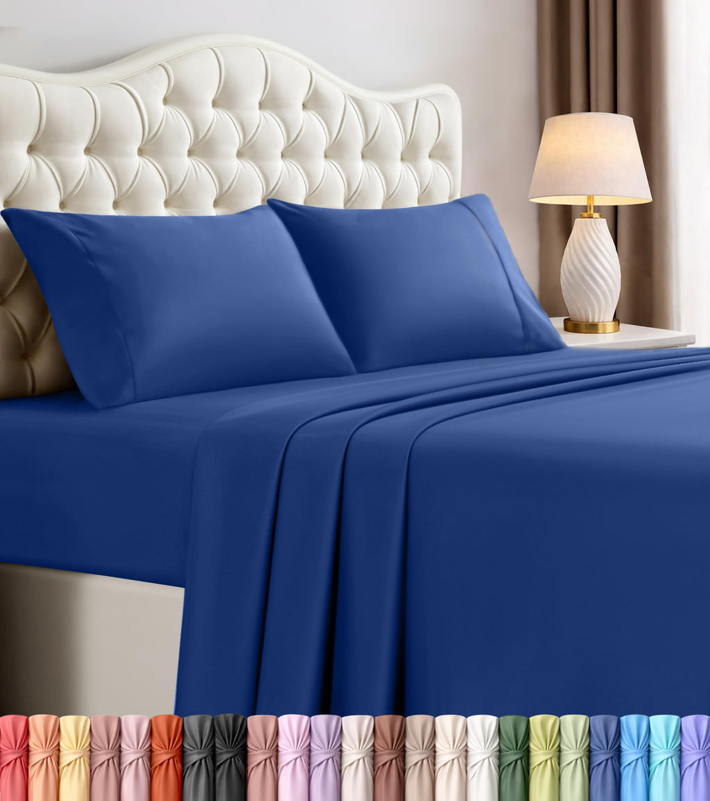 Queen Sheet Set, 4 Pieces 16" Deep Pocket Hotel Luxury Sheets, Heather Sage