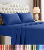 Queen Sheet Set, 4 Pieces 16" Deep Pocket Hotel Luxury Sheets, Heather Sage