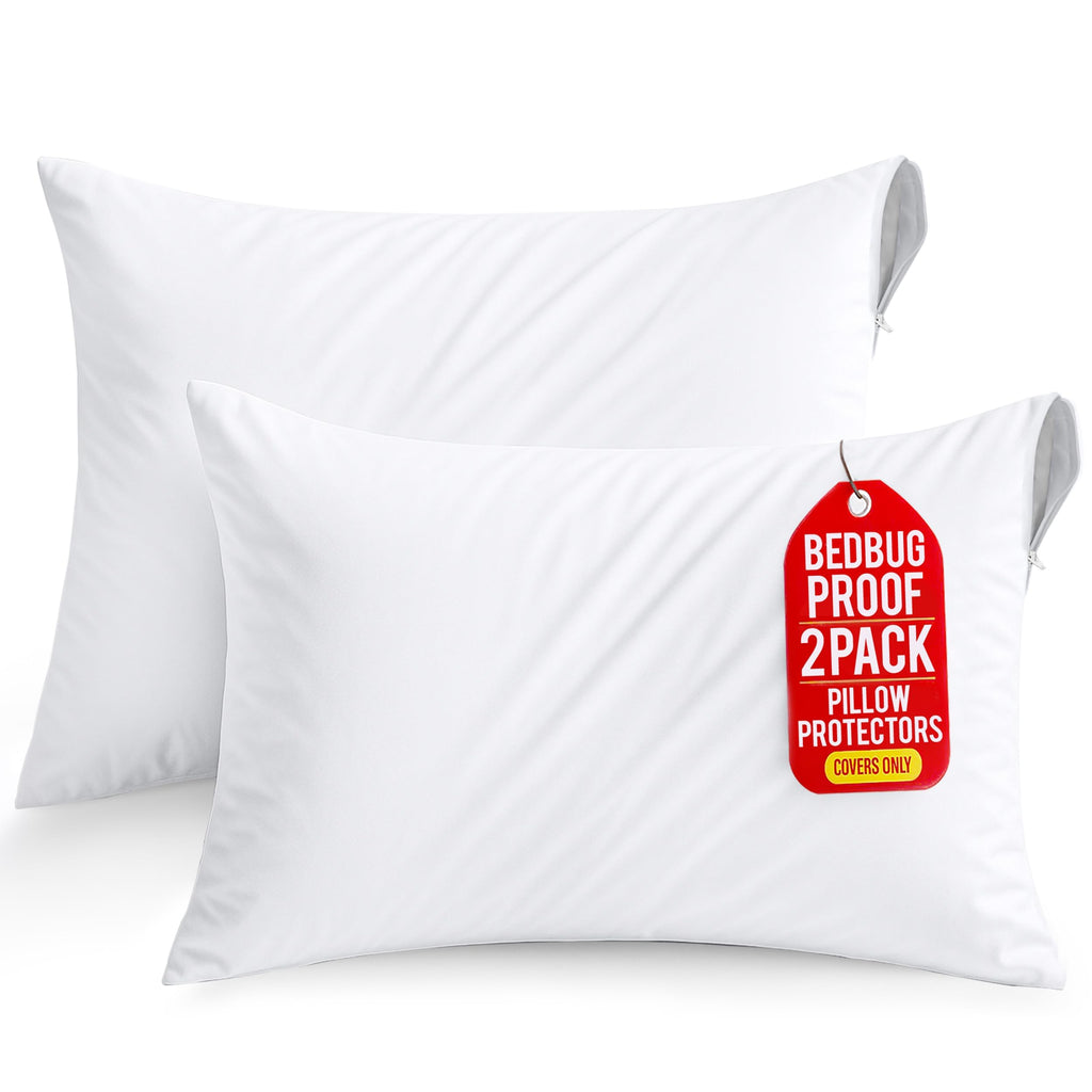Set of 2 Pillow Protectors with Zipper Standard Size, Pillow Covers