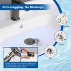 Hibbent Upgraded 3 in 1 Bathroom Sink Drain Strainer, Pop Up Stopper