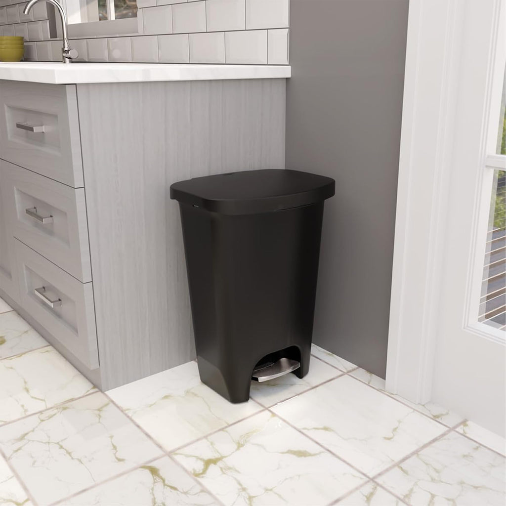 Glad Trash Can with Clorox Odor Protection | Plastic Bin, 13 Gal, Black